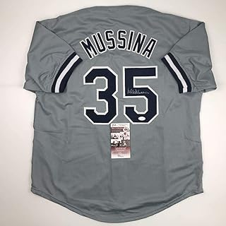 Autographed/Signed Mike Mussina New York Grey Baseball Jersey JSA COA