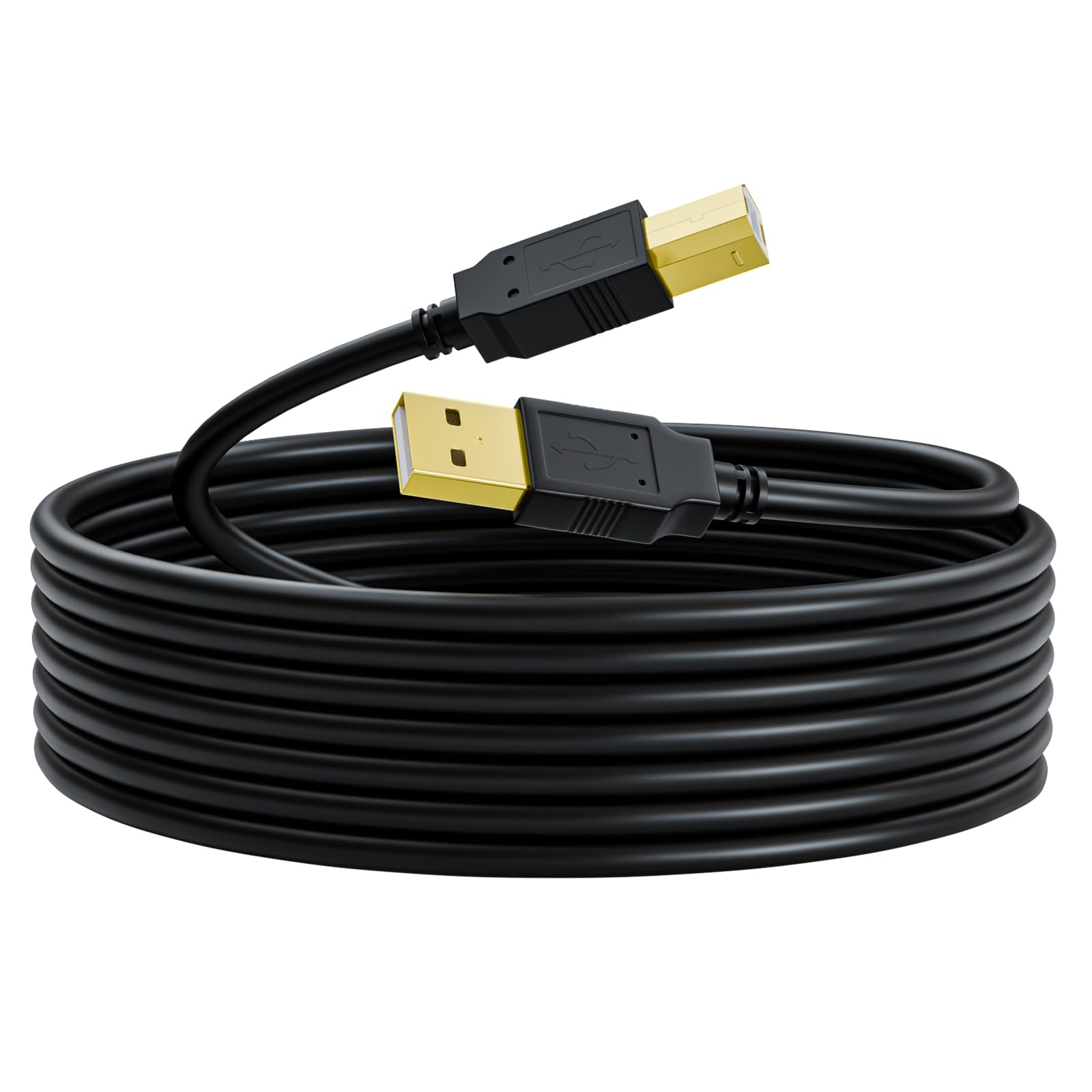 Cavo USB per stampante, 3 m, placcato oro, cavo USB-B, cavo USB MiDi USB 2.0 tipo A maschio a B maschio, cavo scanner ad alta velocità per HP, Canon, Dell, Epson, Lexmark, Xerox e altri
