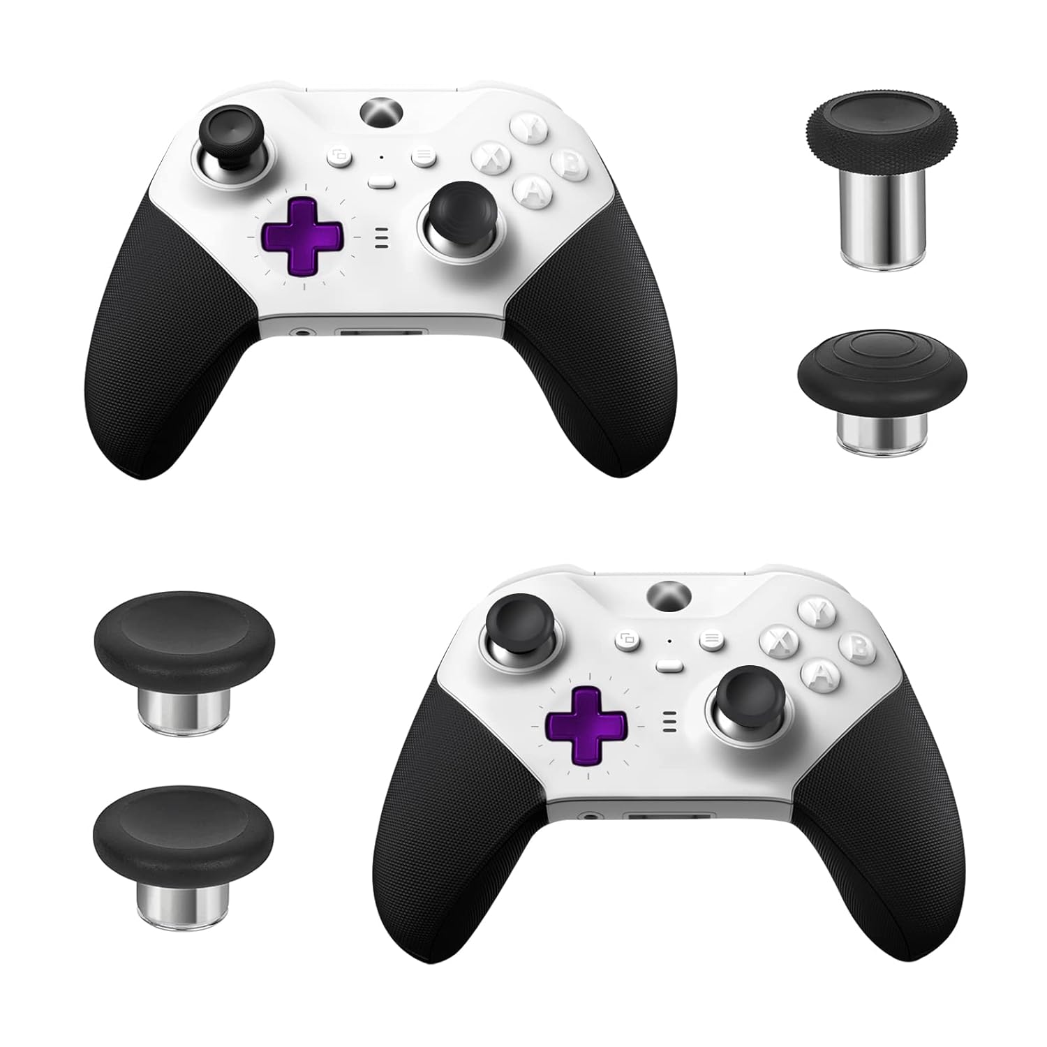 Metal Replacement Thumbsticks for Xbox Elite Controller Series 2 Core,Component Pack Includes 4 Swap Magnetic Joysticks,4 Paddles,2 D-Pads, Accessories Parts for Xbox One Elite 2(Purple)