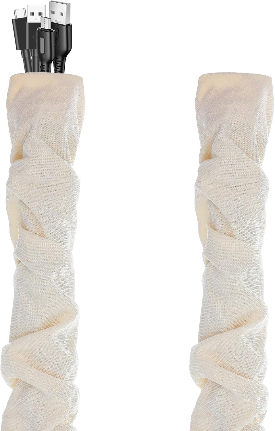 2 Pcs Fabric Cord Cover, 6 Feet Chandelier Chain Cover for Lighting Wires and Lamps, Easy Install Cable Management Solution, Beige