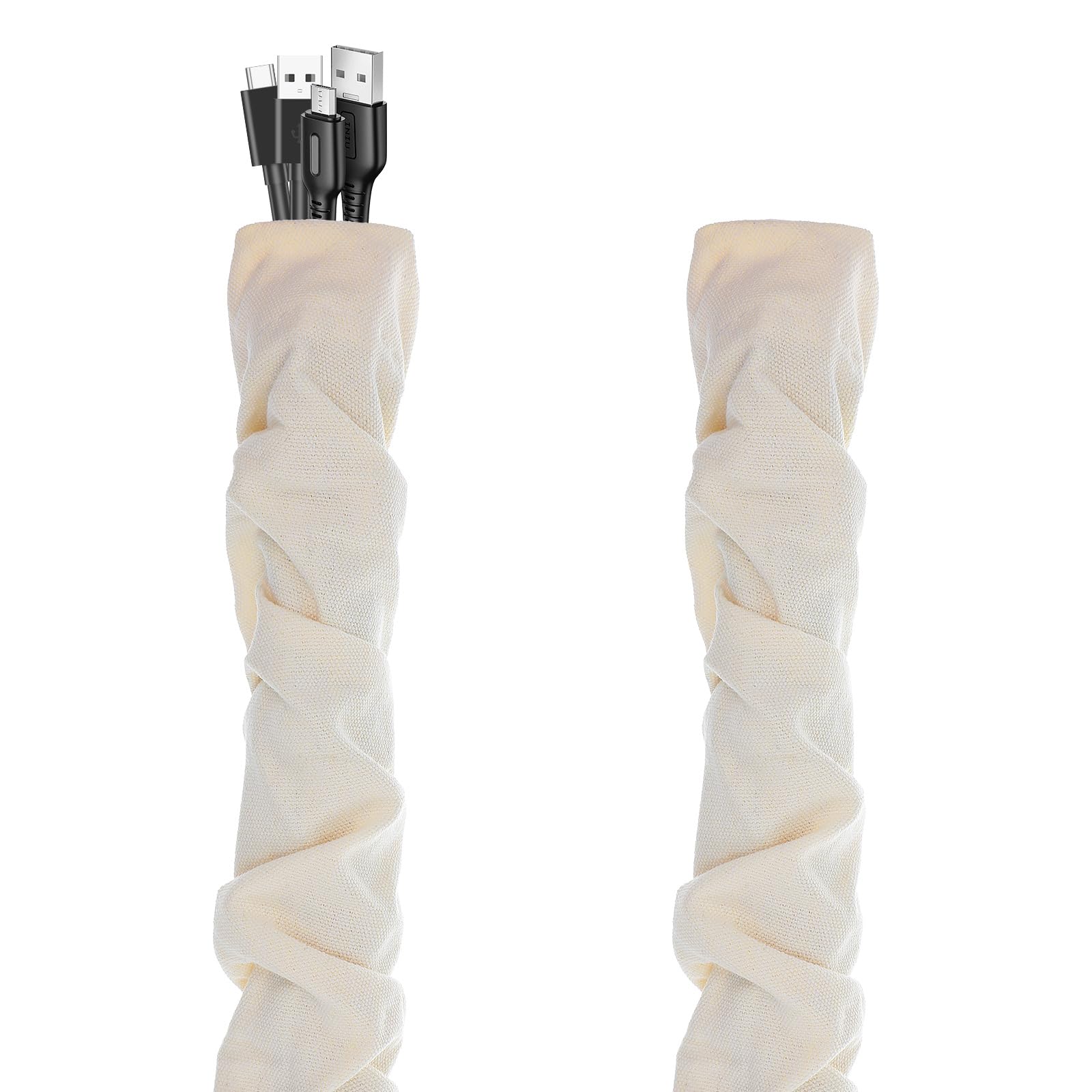 Photo 1 of 2 Pcs Fabric Cord Cover, 6 Feet Chandelier Chain Cover for Lighting Wires and Lamps, Easy Install Cable Management Solution, Beige