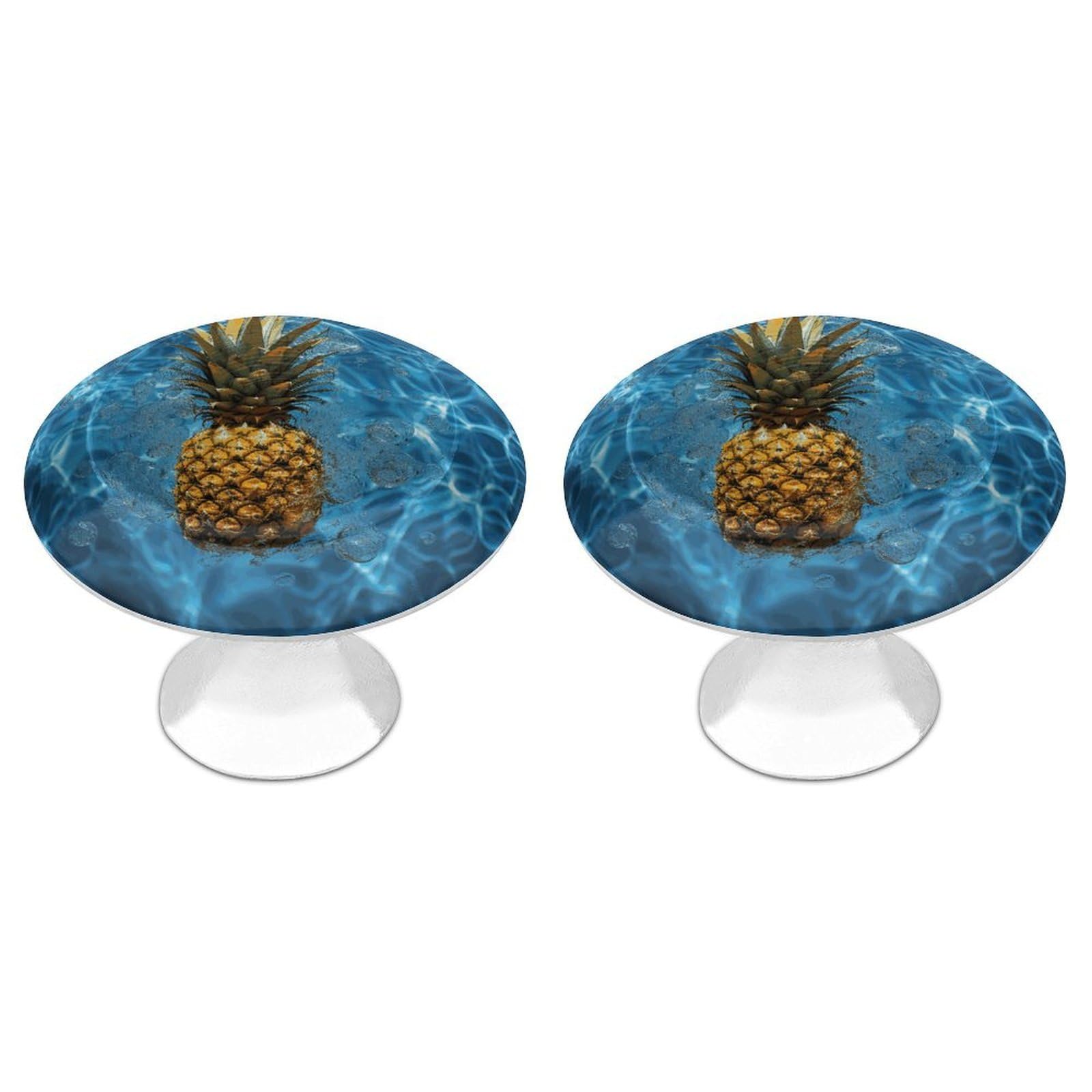 FekiLoot Pineapple in The Pool Cabinet Knobs Personality Stainless Steel Round Drawer Handles Circle Modern Cabinet Handles Drawer Knobs for Kitchen Dresser Bathroom Cupboard Furniture