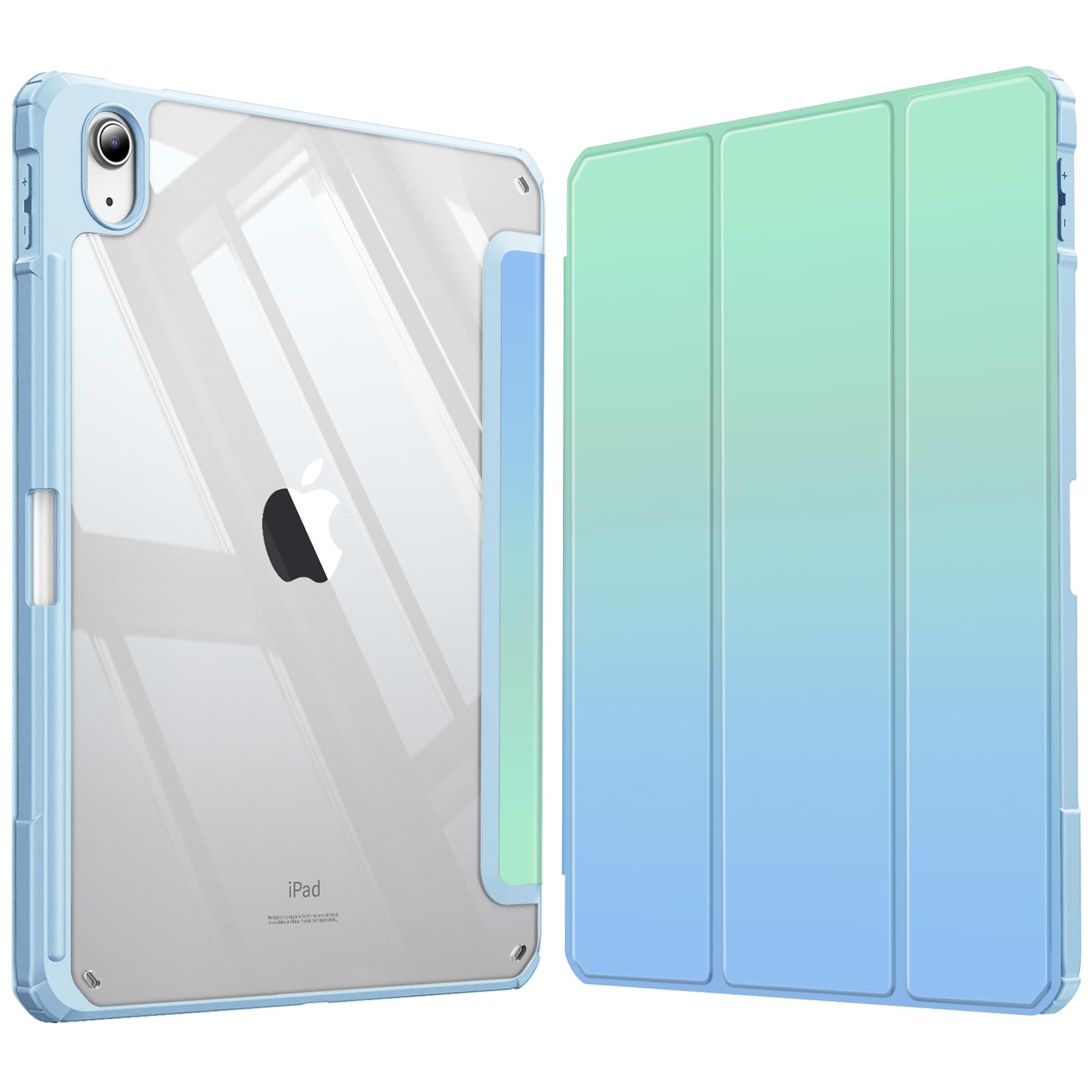 Fintie Hybrid Hülle für iPad (A16) 11 Generation 11 Zoll 2025, iPad 10 Generation 10.9 Zoll 2022 mit Stifthalter - Stoßfeste Schutzhülle mit transparenter Hartschale auf der Rückseite, Meeres Ombre