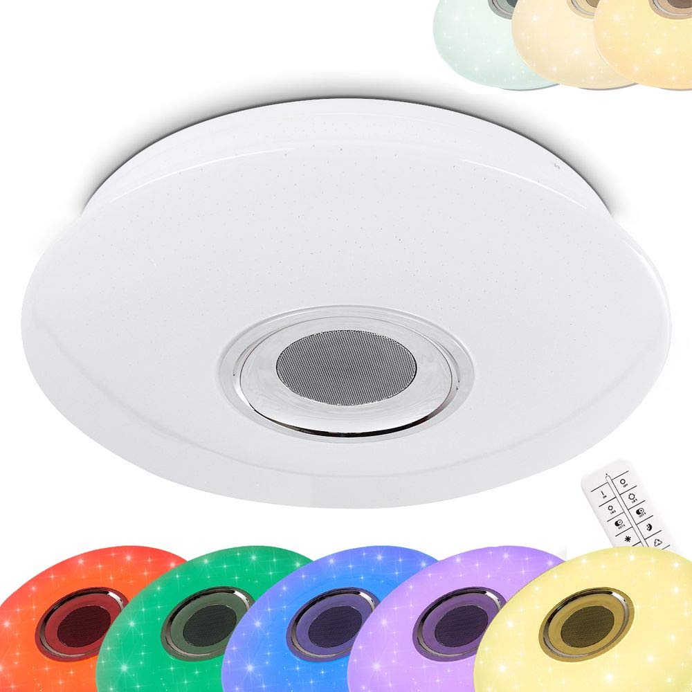 Plafoniera a LED Hemlo con cambia colori RGB e altoparlante Bluetooth