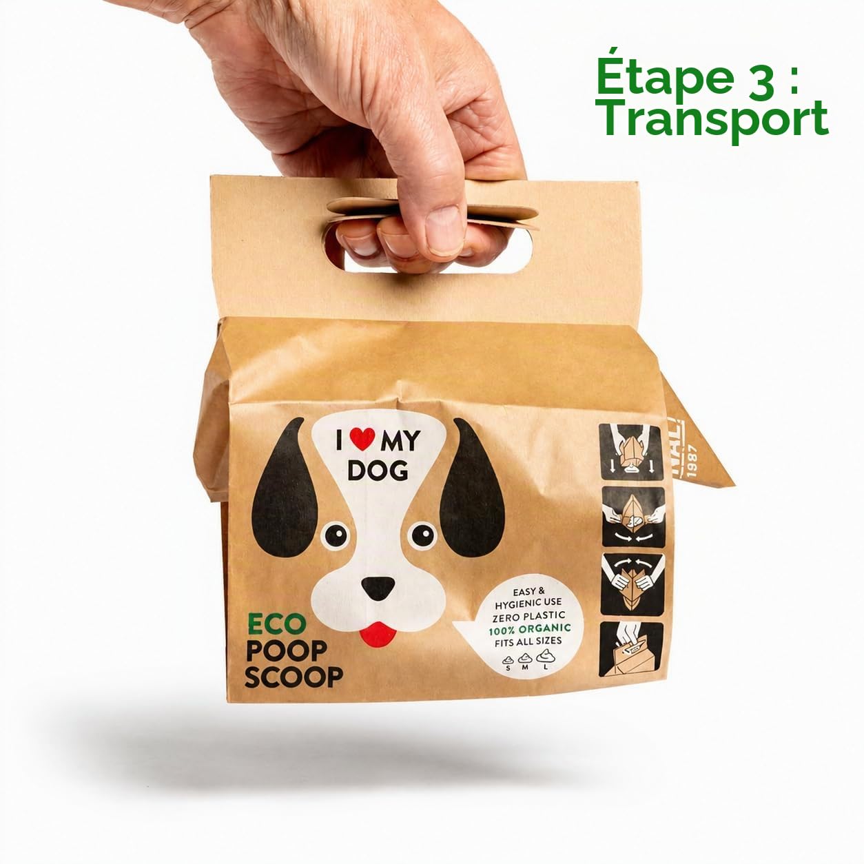 Eco Poop Scoop - Lot de 360 sacs biodégradables et compostables pour chiens Sacs avec anse pour toutes tailles de chiens et chiots