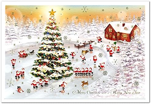 Amazon クリスマスカード 洋風 ミニサンタカード S 406 スケート グリーティングライフ Christmas Card グリーティング カード 世界の医療団支援活動カード グリーティングカード 文房具 オフィス用品