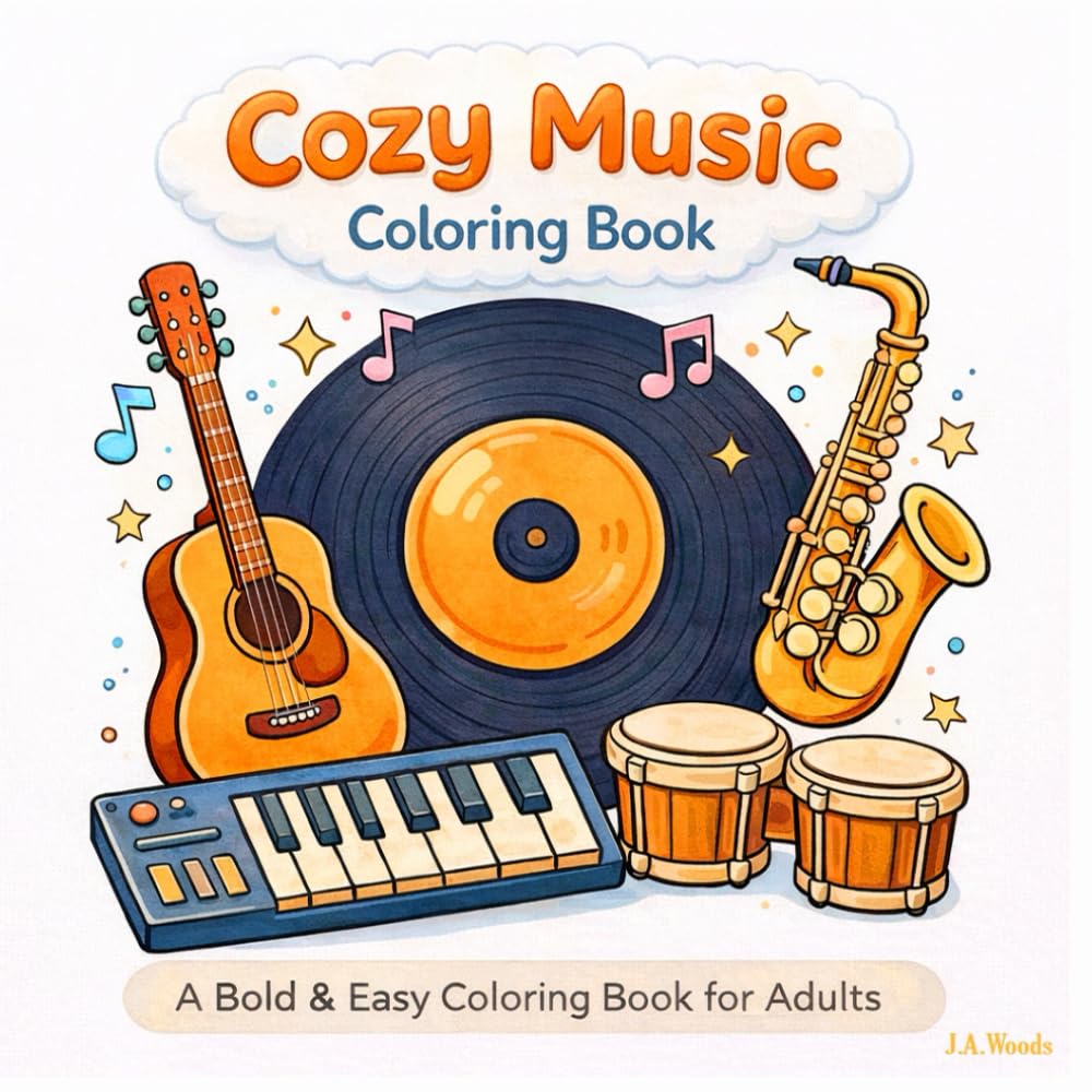 Cozy Music Coloring Book: A Bold & Easy Coloring Book for Adults Who Love Music (Cozy Coloring Books For Adults And Teens)