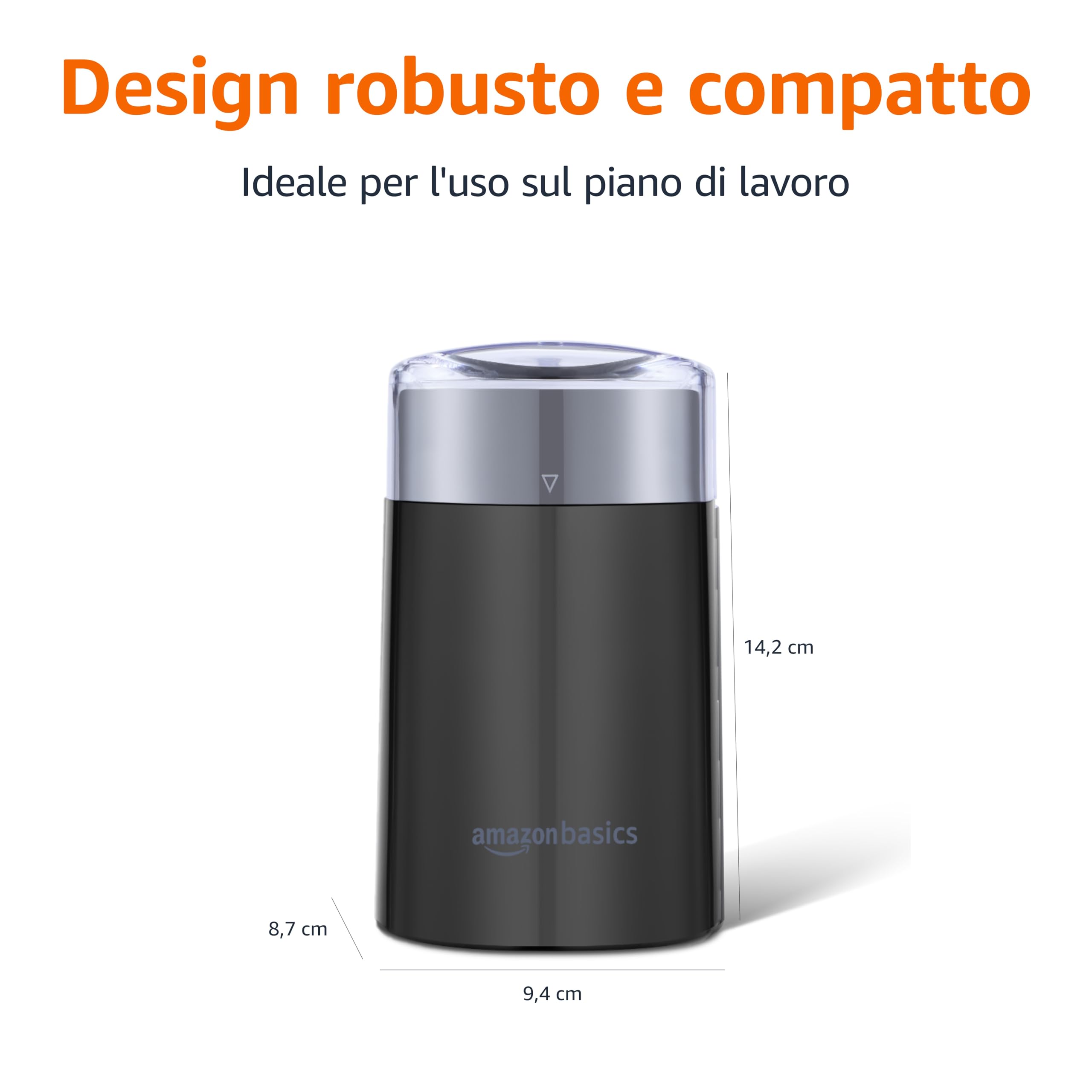 Amazon Basics Macinacaffè elettrico, nero