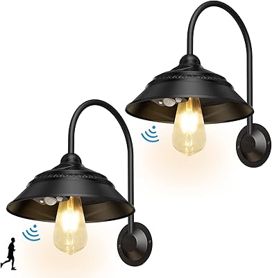 Ufelizor 2 Pack Solar Barn Light Solar Wall Mount Light Outdoor Retro Sconce Light with 3 Lighting Modes & Motion Sensor, Waterproof Solar Farmhouse Light Outdoor for Barn Chicken Coop Garage Shed