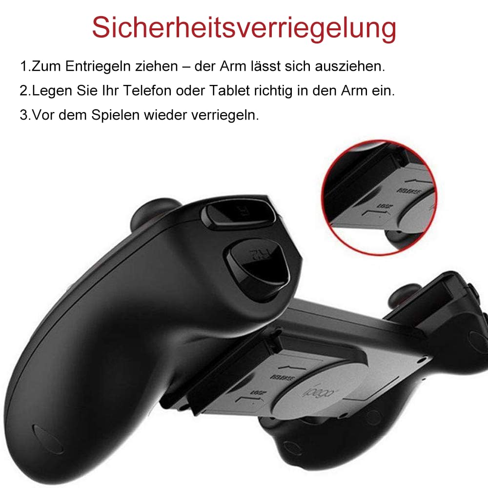 Megadream Mobile Gaming Controller für iPad/Tablets (bis zu 11 zoll), Wireless Bluetooth Gamepad für iOS/Android/PC, Direct Play (Schwarz)
