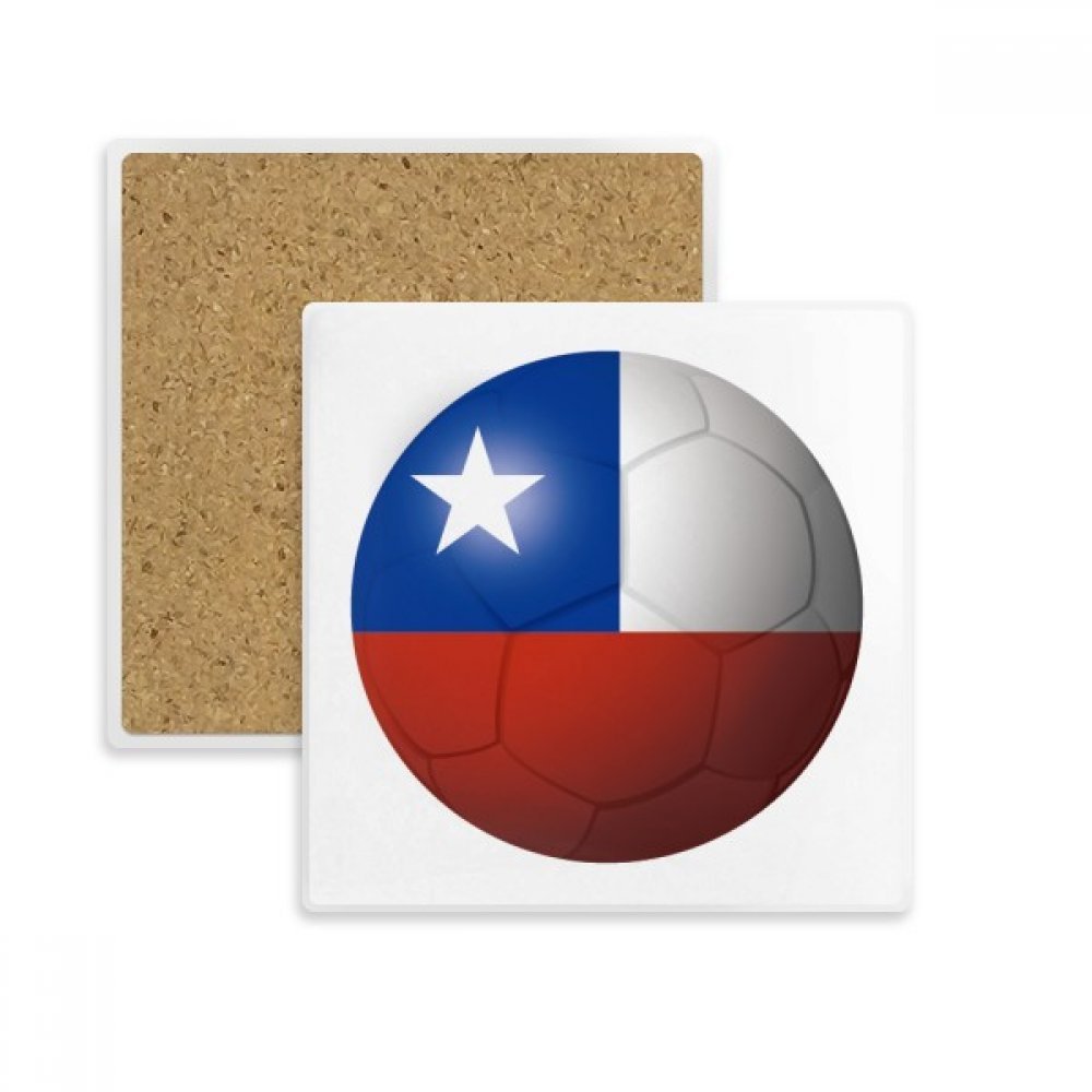 Cadeau drapeau Chili dessous de verre football lot de 2 pièces pour fan de soccer
