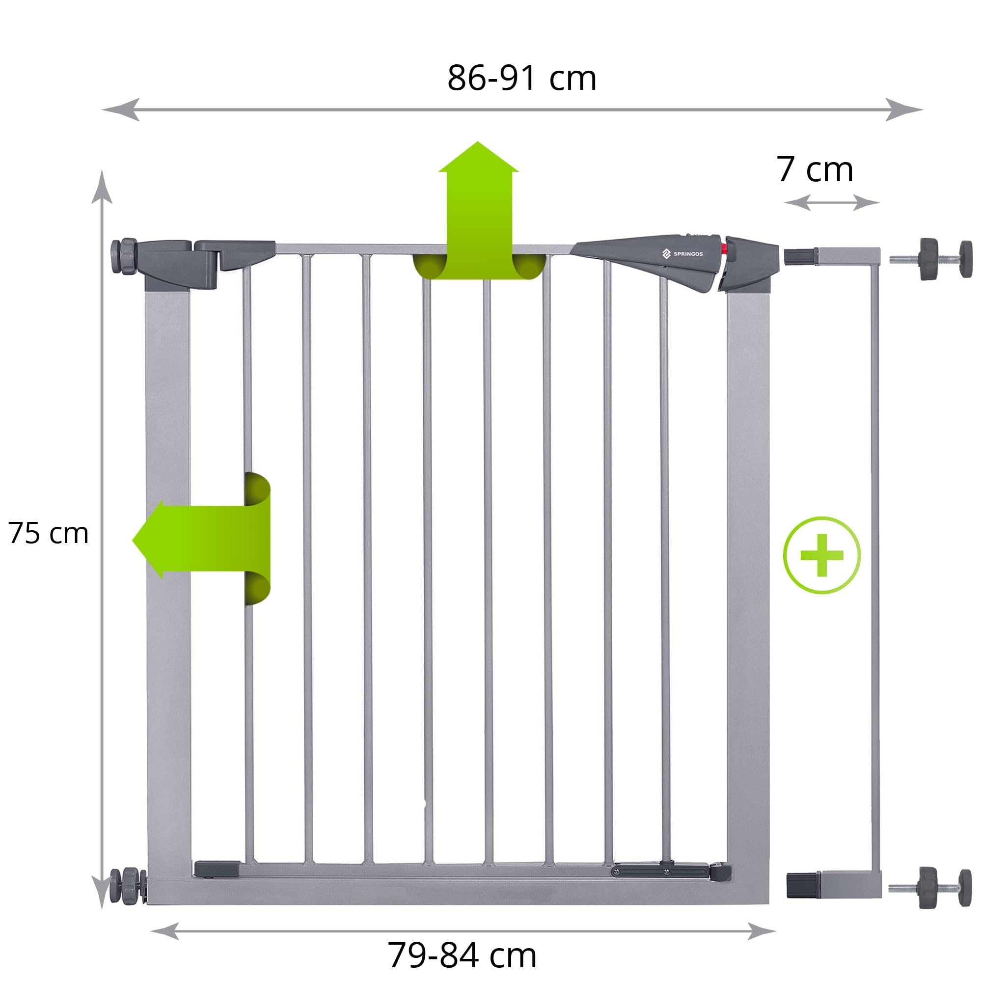 SPRINGOS Kratka ochronna na schody z przedłużeniem 86-91 cm ochrona schodów kratka drzwiowa kratka zaciskowa system napinający kratka ochronna na drzwi ochrona dla zwierząt domowych