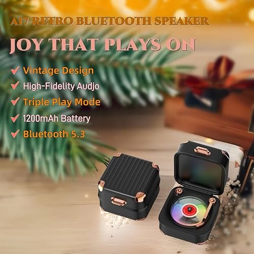 Miniatura 2 de Altavoz Bluetooth retro con luz de vinilo RGB, tocadiscos, tocadiscos pequeño, decoración estética, sonido estéreo, batería larga, mini altavoz