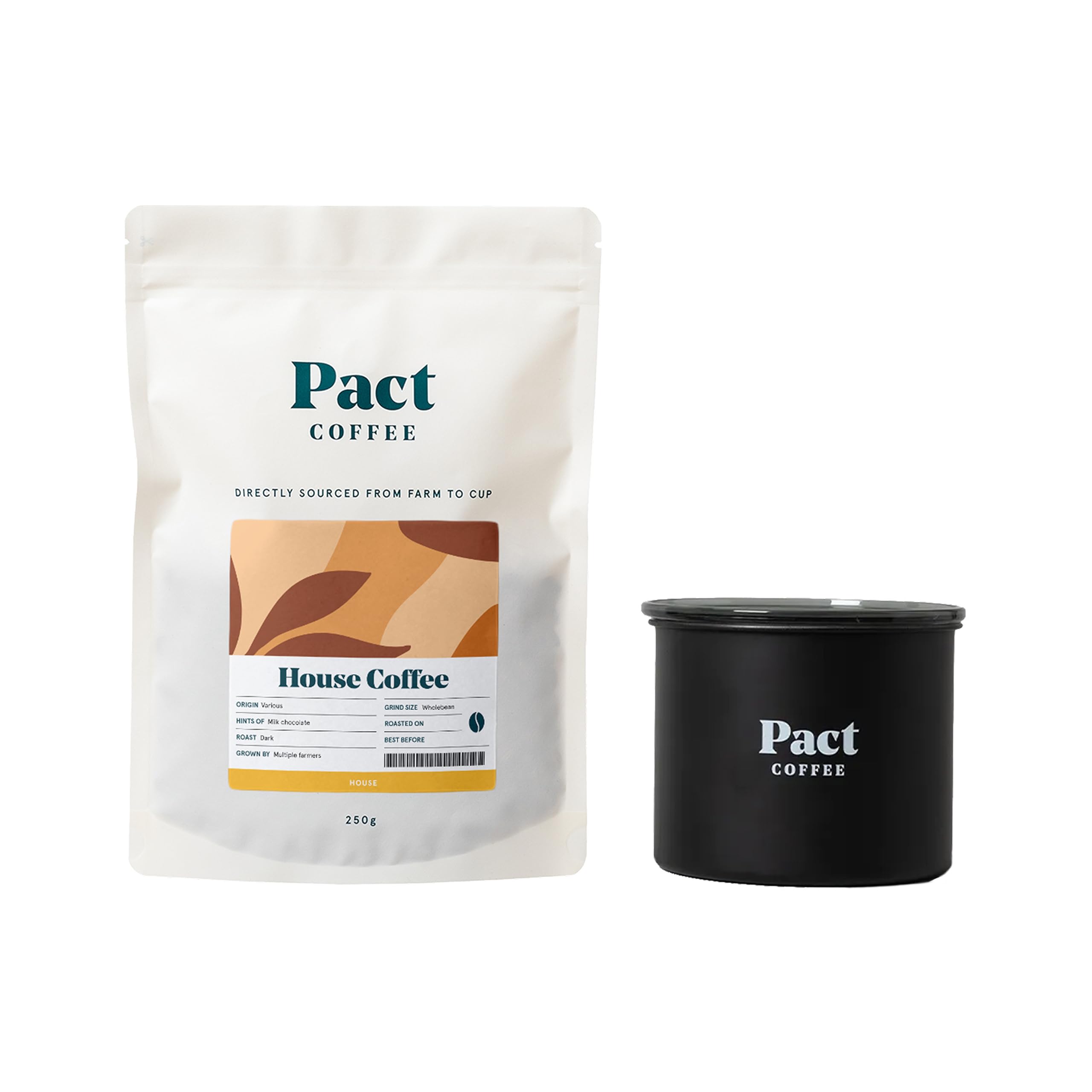 Coffee Seasonal Bundle, House Blend Coffee & Storage Tin, Wholebean, Dark Roast, 250g, Ethically Sourced, Freshly Roasted