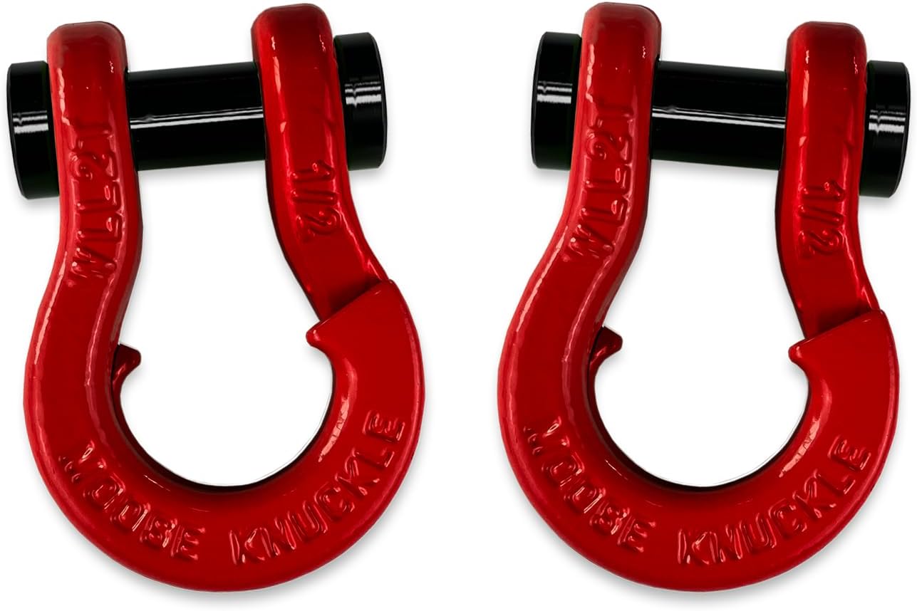 Jowl Split Shackle 1/2” Color Combo | 4,000lbs Capacity - Forged Chromoly Steel Shackle Fits ATV SxS UTV Side-by-Side Powersports with 5/8” pin Flame Red/Flame Red