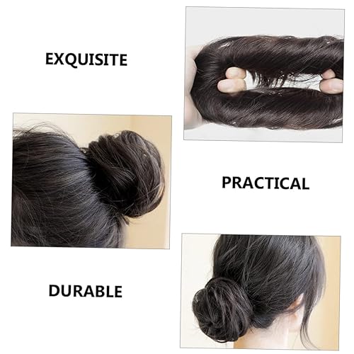 Miniatura 9 de 8 piezas de peluca de moño con clip en colas de caballo para mujer, cabello humano real, cola de caballo para mujeres negras, moño dona, alambre de