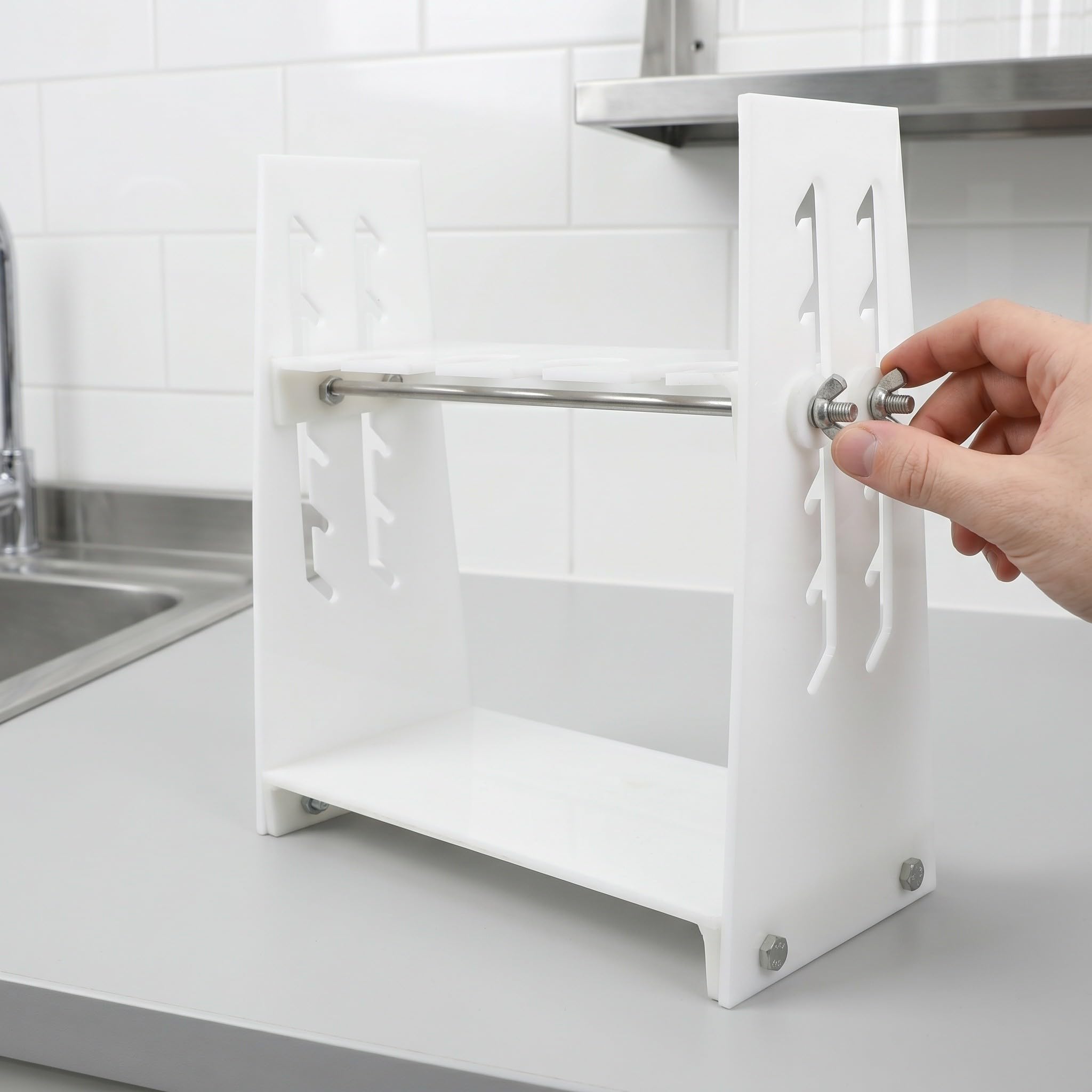 Soporte para Embudo de Separación Ajustable, Blanco, 4 Orificios