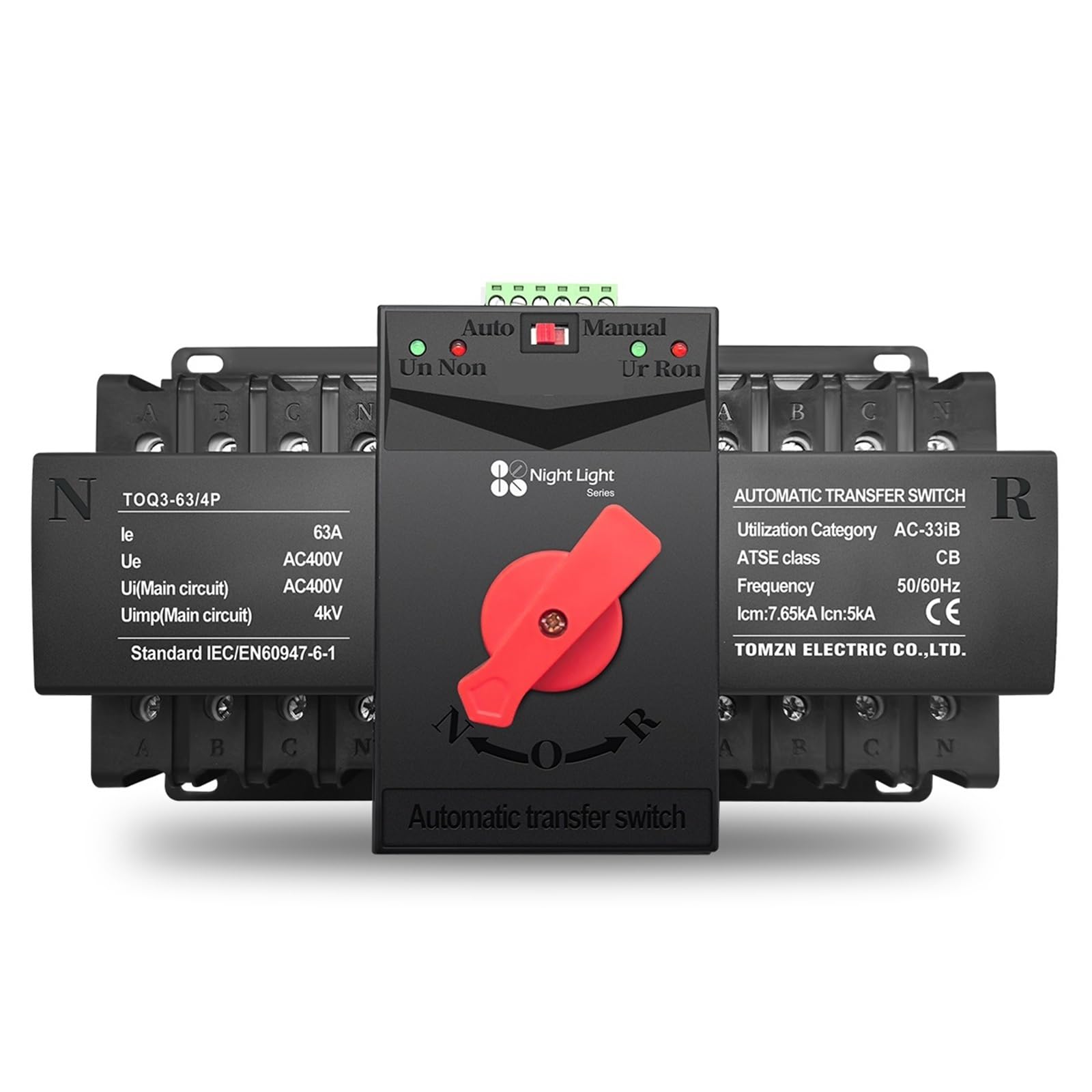 ATS Interrupteur de transfert automatique 4P 63A 220V double alimentation pour rail DIN
