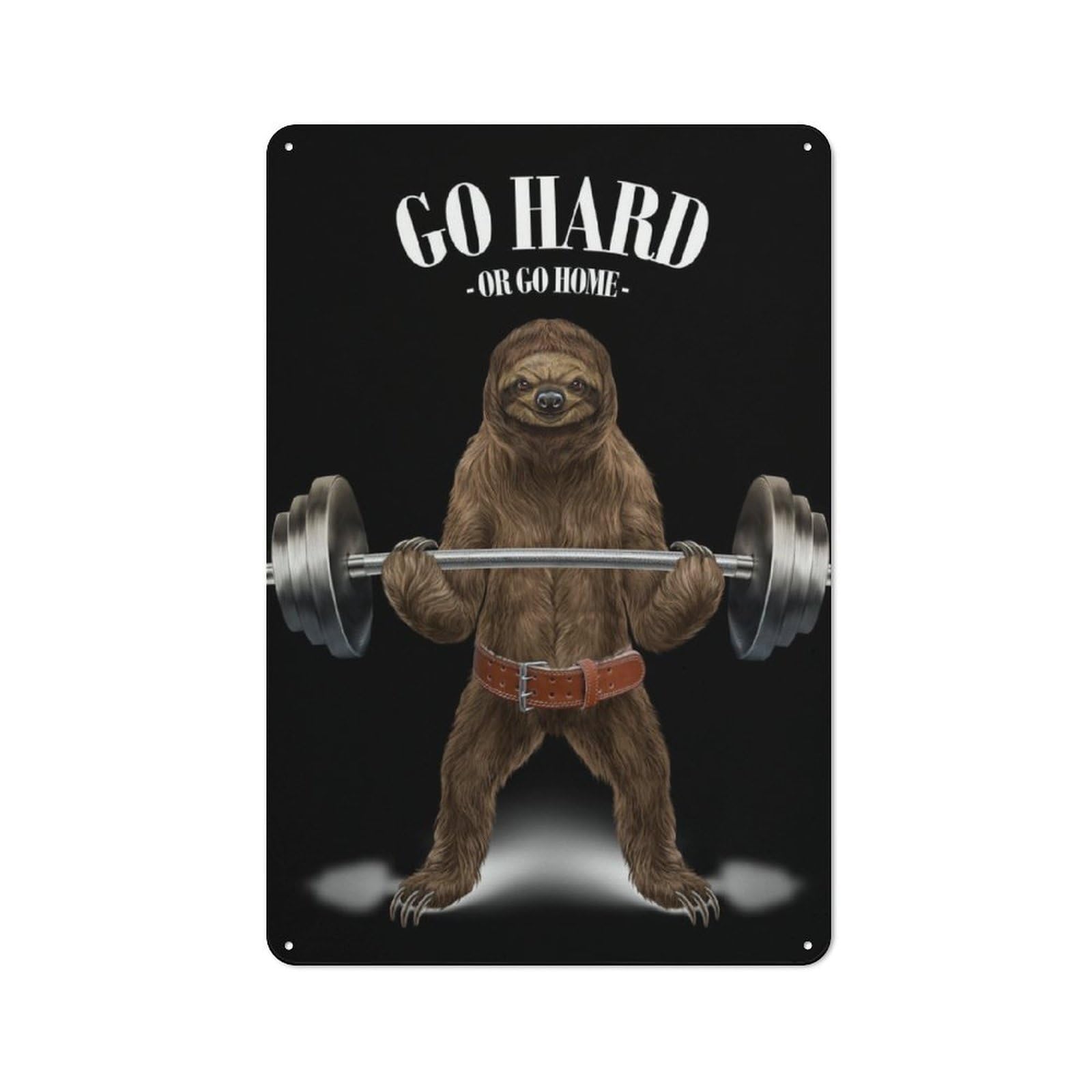Junmoney Giant Sloth Weightlifting For Lounge Or Reading Corner, Rustic Tin Sign 30X20cm, For An Autumn Update To Lounge And Reading Corner