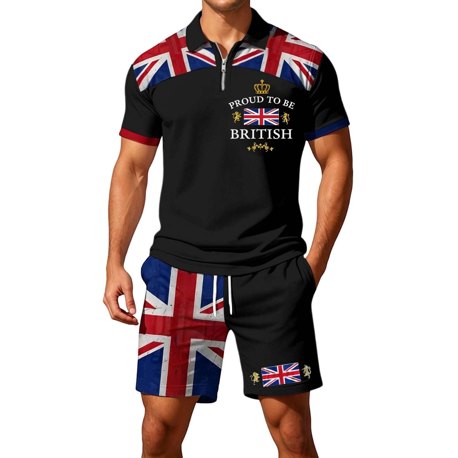 Ensemble homme short et chemise zippée noire style décontracté - 6