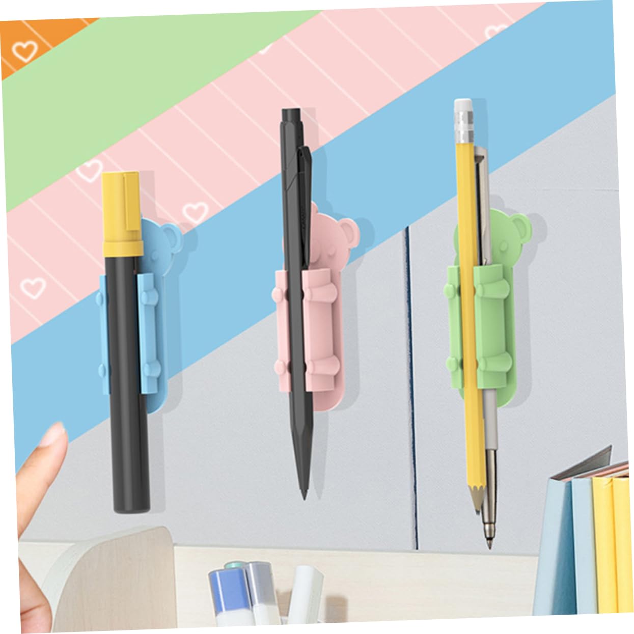 TEHAUX 30piezas Soporte De Bolígrafo Adhesivo De Silicona Para Escritorio Portalápices Multifuncional Para Oficina y Escuela Clip Para Lápices y Marcadores