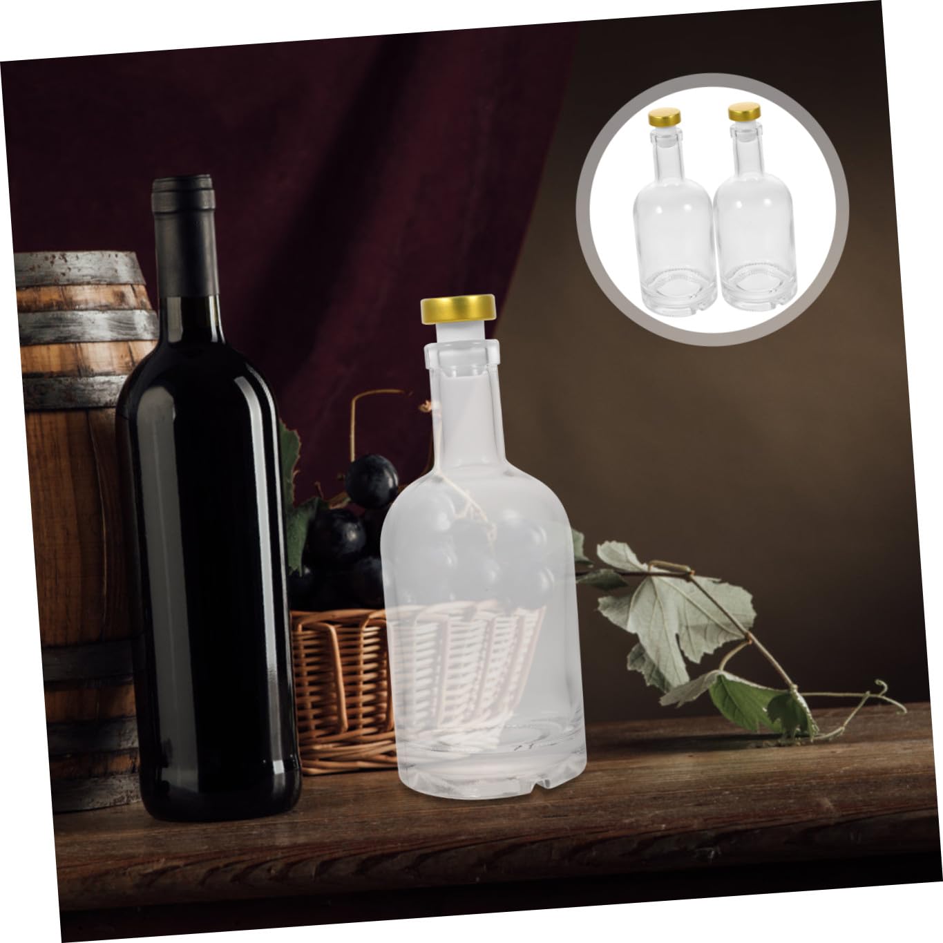 2 Stück-pack Dickwandige Wodkaflaschen aus Glas 375ml, Transparent | Breite Öffnung, Rutschfester Boden mit Schraubstruktur, für Club und Zuhause Zufällige Farbe