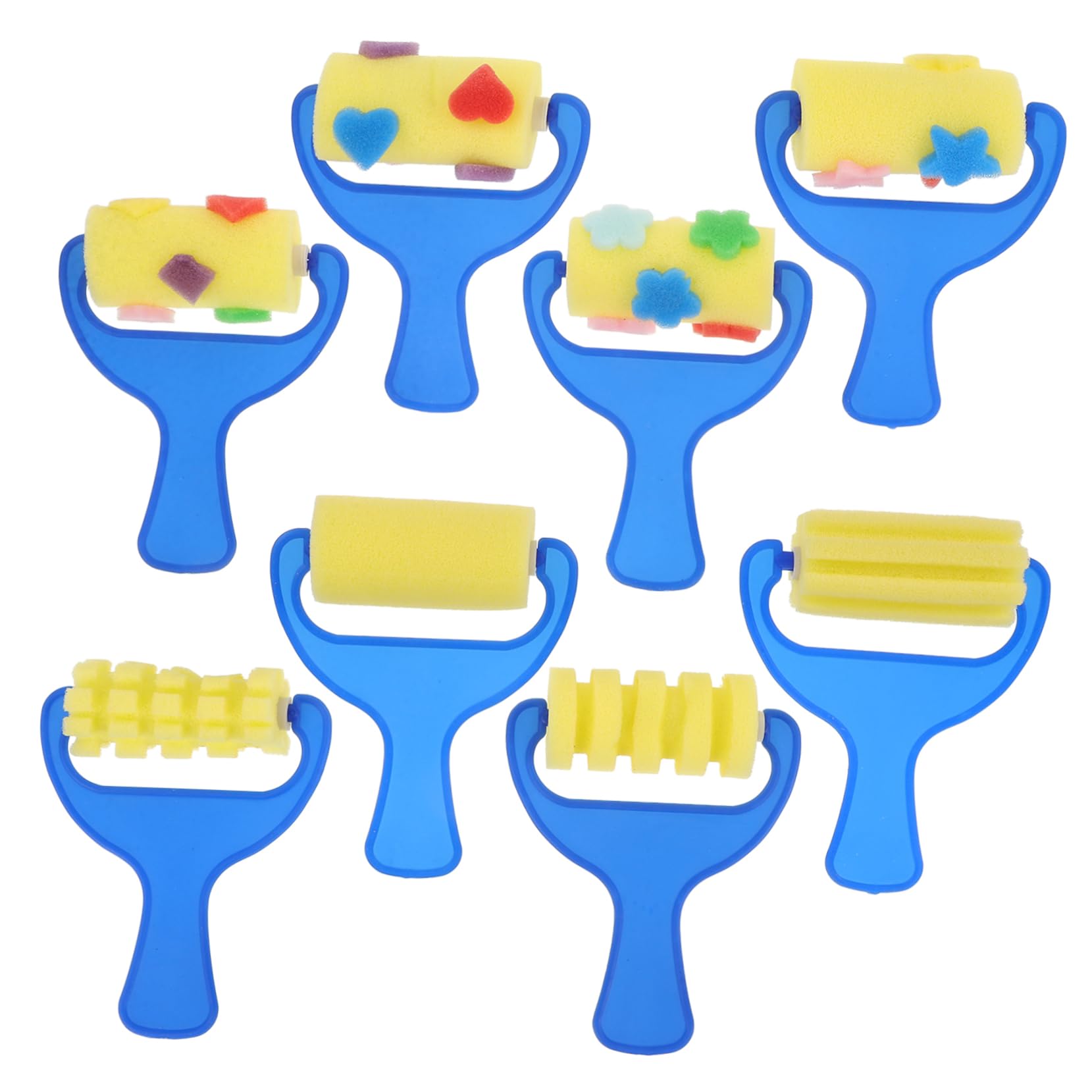 Hohopeti Preschool Boys and Girls Art Supplies 2 Set Sponge Drawing Roller Pattern Printing Roller Develop Creativity 8pc Tools