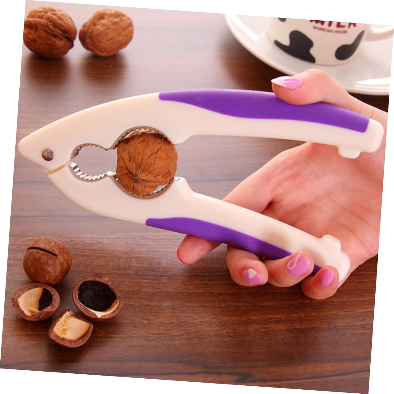 CHILDWEET Nut Crackers Heavy Duty Walnut Opener Tool with Non Slip Handle Seafood Shell Cracker for Easy Cracking Design Random Color Random Color
