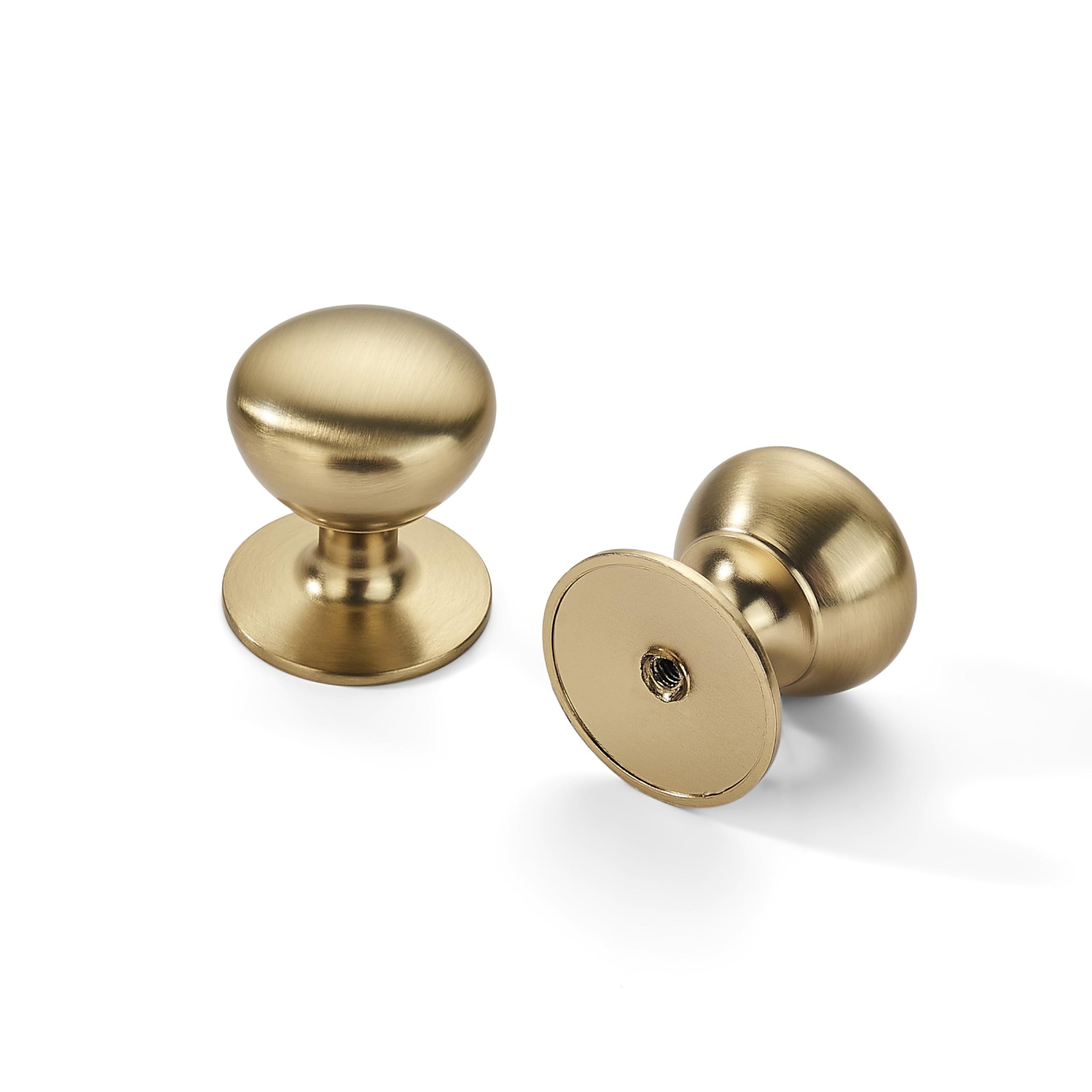 AMZ - 170028 Round Knob, Brushed Brass, DIA 1 - 1/2 in (38 mm), 10 Pack