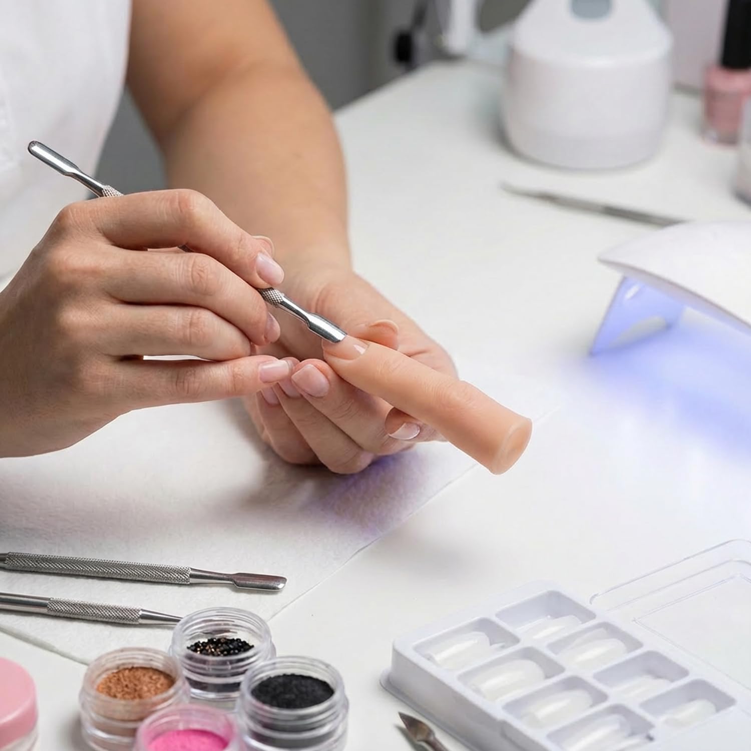 Silikonowe palce do ćwiczeń dłoni, trening paznokci, zginany elastyczny silikonowy model do ćwiczeń palców, silikonowy palec, do paznokci akrylowych, manicure, sztuka, tryb palców, 2 szt., kolor skóry