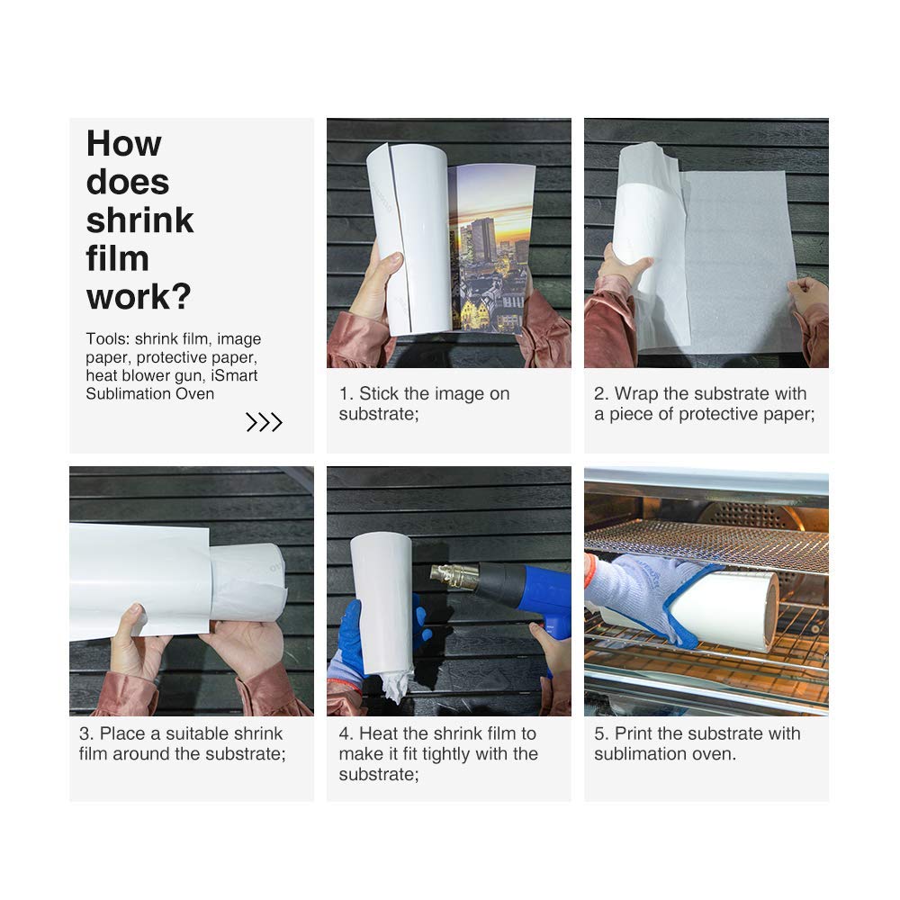 PYD Life Sublimation Shrink Wrap Sleeves for Sublimation Blanks,10 x 6