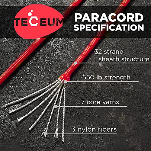 Image of TECEUM Paracord Type III 550 Soffit Orange - 200 ft - 4mm - Tactical Rope MIL-SPEC - Outdoor para Cord -Camping Hiking Fishing Gear and Equipment - EDC Parachute Cord - Strong Survival Rope 345