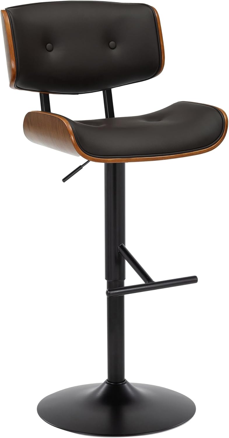 LumiSource Lombardi Adjustable Bar Stool, Black Bar Chair, Swivel Bar Stool