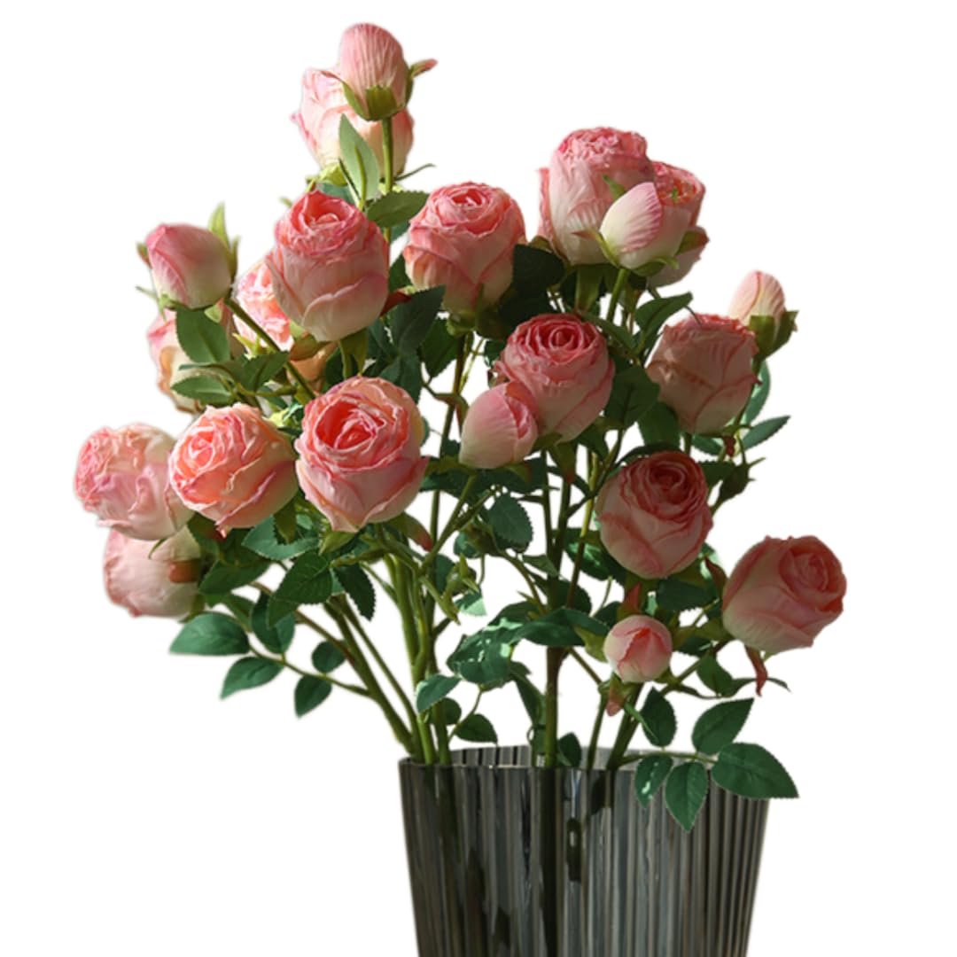 Ccuuhj Pink 3 Pcs Peony Artificial Flowers Flowers Silk Peonies Bouquets For Wedding Party Table Centerpieces Floral Arrangement Home Kitchen Decor (Pink)