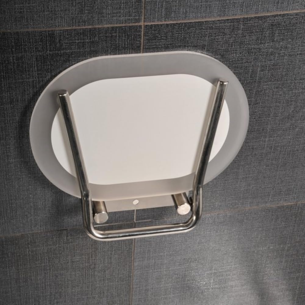 Sedia pieghevole per doccia, montaggio a parete, sedile per doccia, montaggio a parete, montaggio a parete, design sedile doccia, cromato, RAVAK (cromo trasparente/acciaio inossidabile)