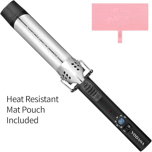 Miniatura 2 de VODANA Profesional GlamWave - Plancha rizadora de cerámica, color negro, 1.25 pulgadas (1.260 in) + funda resistente al calor, 240, color rosa