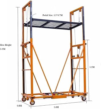 Electric Folding Scaffolding, Automatic Thickened Steel Lift with Remote Control, 1100lbs Load Capacity, Max Raise Height 2-5M Electric Scaffold, for Factories, Construction Sites