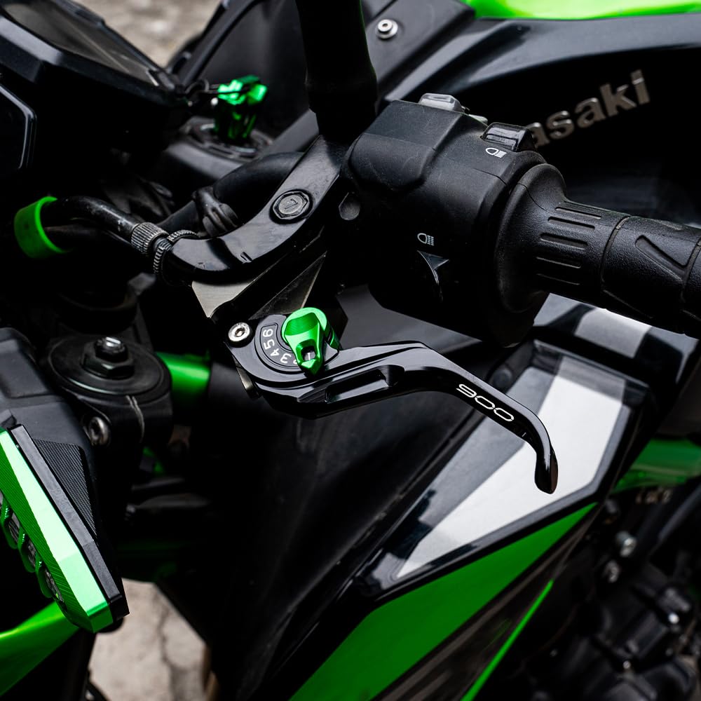 Palanca de pinza de freno CNC de motocicleta Compatible con Z900 Z 900 2017 2018 2019 2020 2021 2022 2023 2024 Palanca de freno de embrague Palanca de agarres ajustables (Verde)