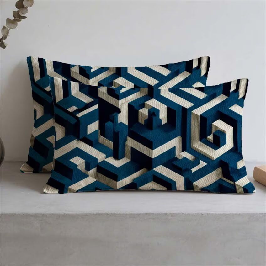 Housse coussin salon de jardin extérieur imperméable 60x90cm géométrique