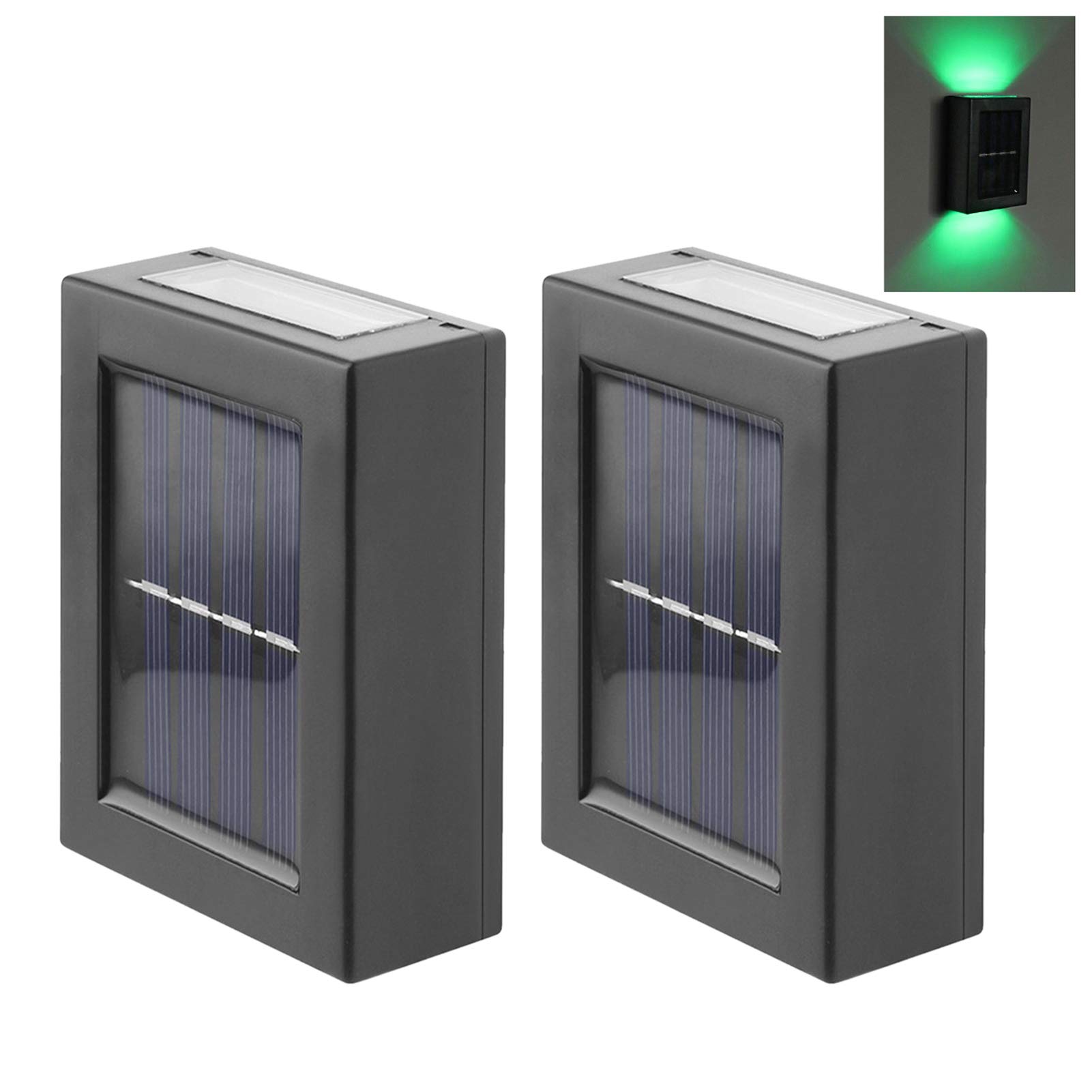 CALIDAKA 2 Pack LED Solar Wall Light, Up and Down Outdoor Security Wall Lamps, IP65 Waterproof Solar Outdoor Lights, Solar Fence Lights LED Solar Wall Lights for Home Garden Porch(Colorful Light) (B096FVYNZK) Amazon Price History, Amazon Price Tracker