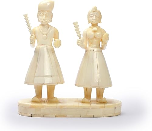 Estatua de Rajasthani de color blanco roto, pieza de exhibición, estatua de Rajasthani, escultura de pareja de amor, poliresina para decoración del