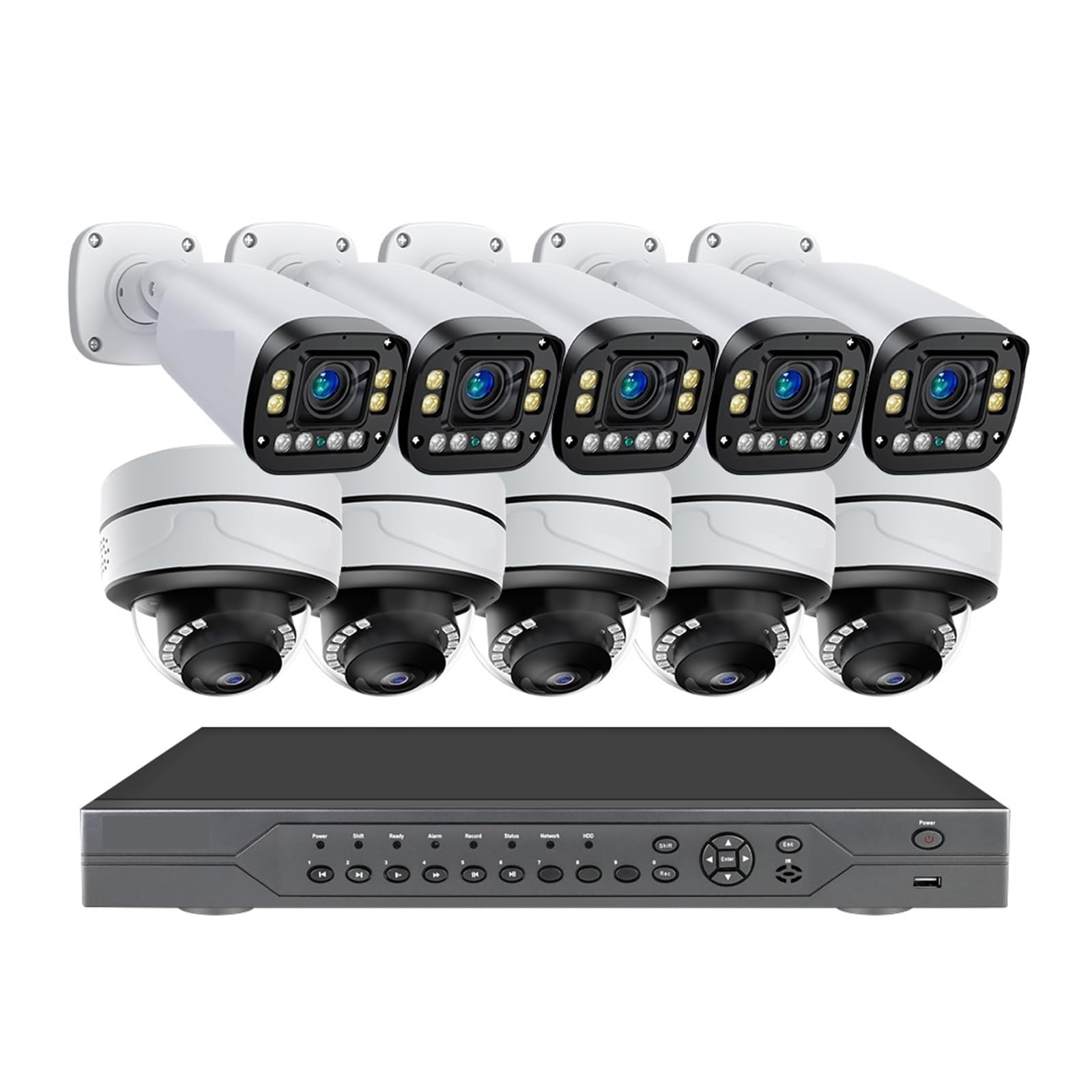 Système De Caméra 4K Poe Kit Caméras Surveillance Vidéo 8MP Protection Sécurité CCTV 16CH Nvr 2.8mm-12mm Objectif Motorisé Bonne Qualité d'image(None,16CH 5 Bullet5 Dome)
