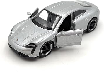 Toi-Toys Welly Model car Porsche Taycan Turbo S, miniature car, scale 139 / length 12cm, silver