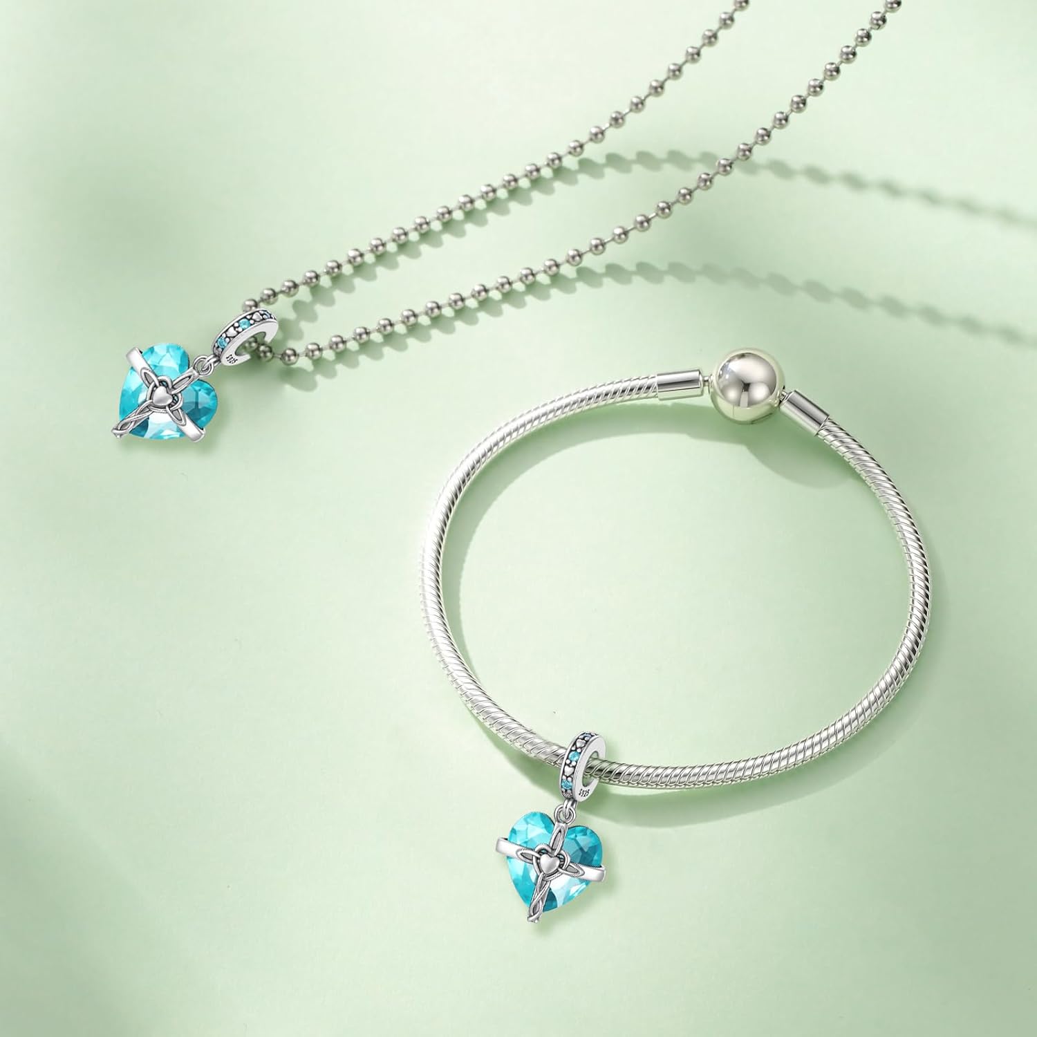 MICOO 925 Silver January-December Birthstone Heart Crystal Zirconia Pendant, fits most bracelets and necklaces, Women's Jewelry Gifts - Image 3