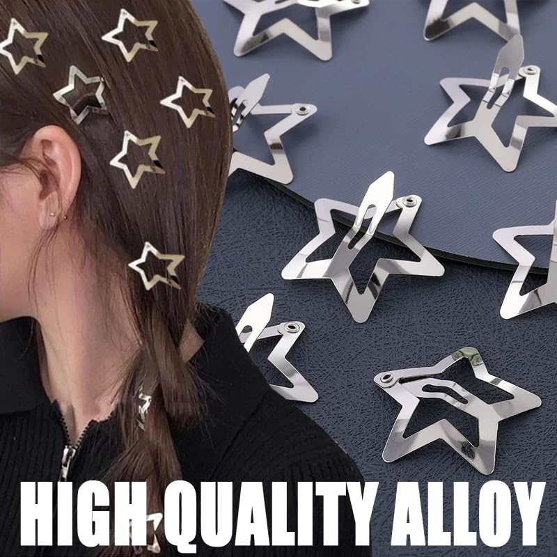 Miniatura 3 de 30 pinzas para el cabello de estrella de 1.22 pulgadas, pasadores de pelo antideslizantes, dos tipos, accesorios para el cabello de estrellas para