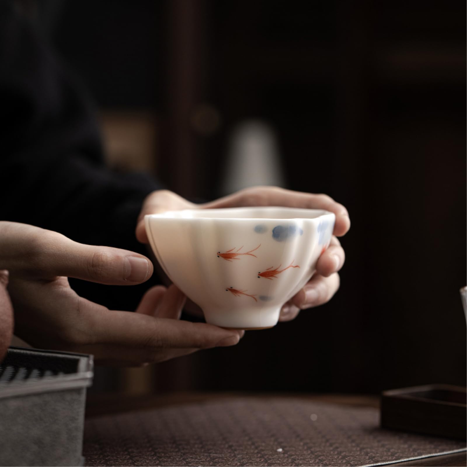 Ceramiczne Ruyao ręcznie malowane kubki do picia herbaty domowy wykwintny zestaw do herbaty Kung Fu - kubek 75 ml - pudełko