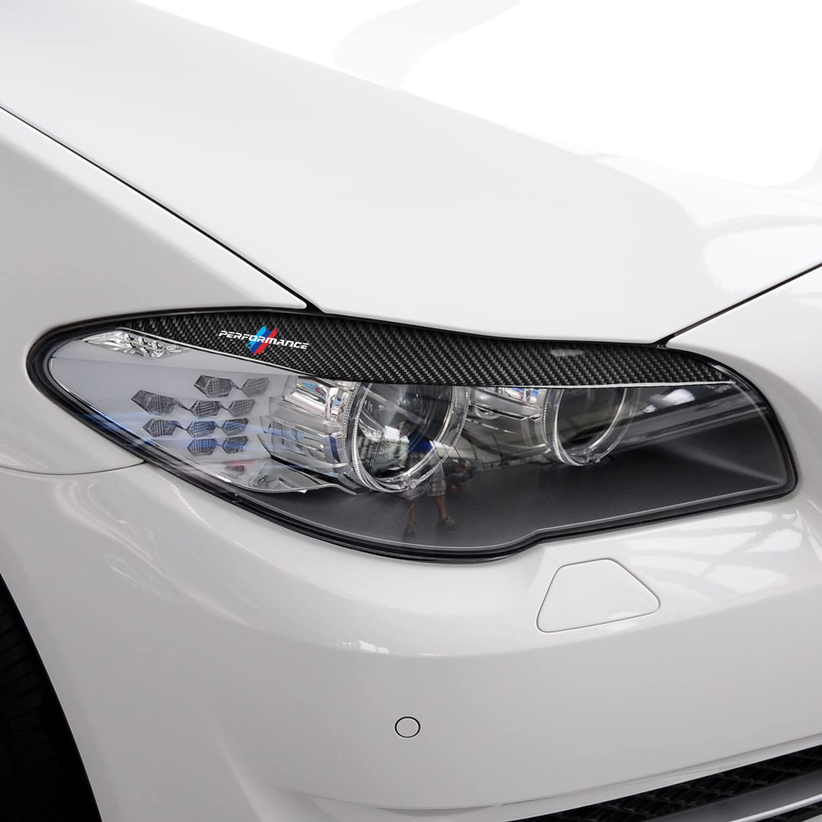 2 pezzi auto fari sopracciglia copertura palpebre adesivi in fibra di carbonio Decal Trim compatibile con BMW F10 F11 2010 2011 2012 2013 accessori