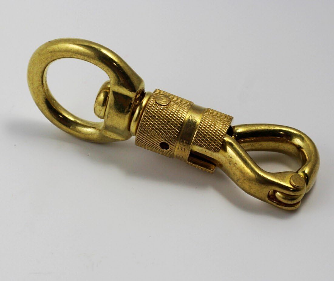 CHENGYIDA Solid Brass Heavy Duty Swivel Hook Swivel Eye Snap Hook Horse Gear- Key Chains, Purse Strap （Apx.170g,Total Length: 4.2 Inch