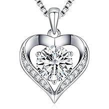 Moissanite Necklace for Women, 1-3 Carat Heart Necklace Engraved with 'I LOVE YOU', Birthday Gift for Wife, Anniversary Present for Wife Women, Jewelry Gifts for Valentine's Day