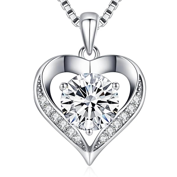 Moissanite Necklace for Women, 1-3 Carat Heart Necklace Engraved with 'I LOVE YOU', Birthday Gift for Wife, Anniversary Present for Wife Women, Jewelry Gifts for Valentine's Day